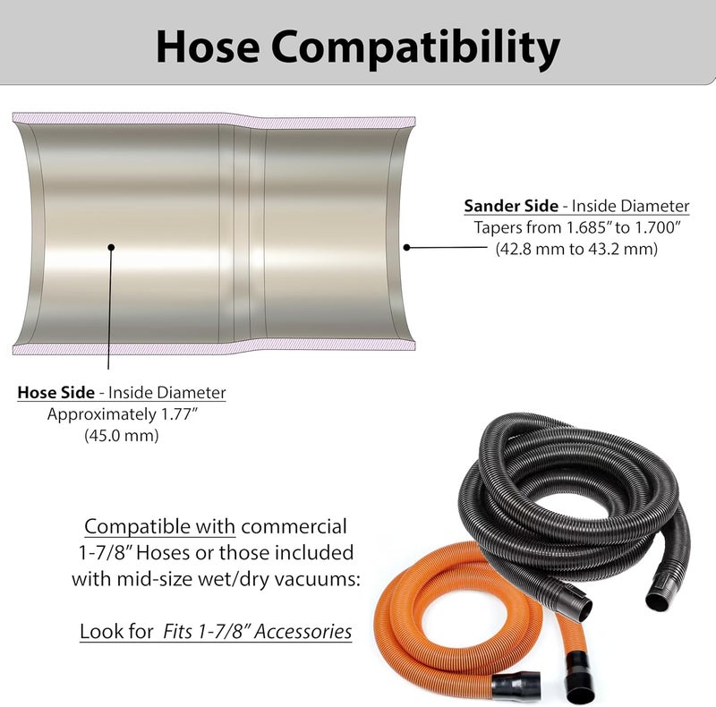 HuttonTOOLS Hose Adapter for DeWalt & Craftsman Sanders - Made in USA - DWE6411, DWE6420, DWE6421, DWE6423, DCW200, DCW210, CMEW230, CMEW231, CMCW220B, CMCW222B (1-7/8" Hose) - Image 3